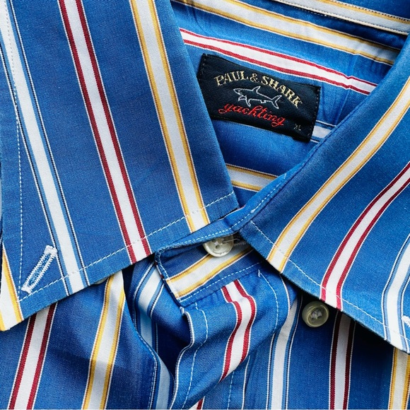 Paul And Shark Button Up Shirt Striped Men Size XL Made In Italy Multicolor - Picture 3 of 6